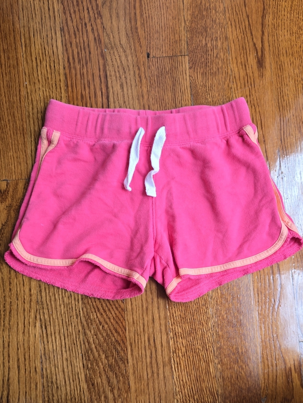 Lands' End Bright Pink Girls Pull-On Shorts with Peach Trim Small 7-8
